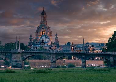 Dresden Skyline at Dusk