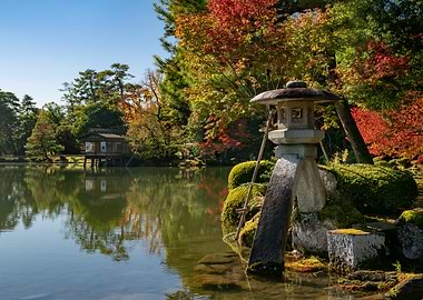 Japanese Garden with Stone Lantern
