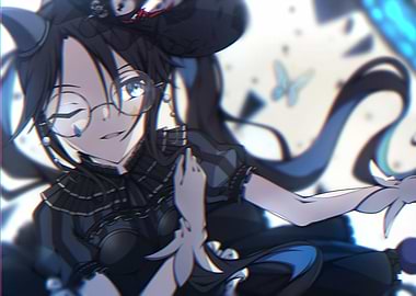 Anime Girl with Glasses and Hat