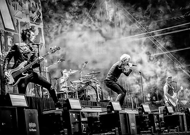 Black and White Rock Band Performance