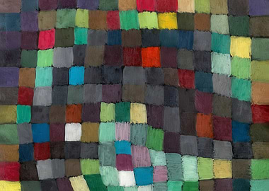 Abstract Colorful Square Grid Painting, paul klee