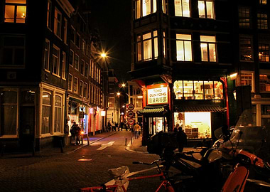 Amsterdam Night Street Scene
