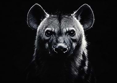 Monochrome Hyena Portrait
