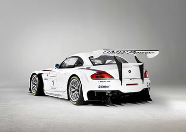 White BMW Z4 Race Car Rear View