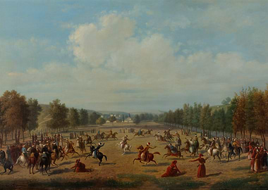 Oil Painting: Horseback Riders and Spectators