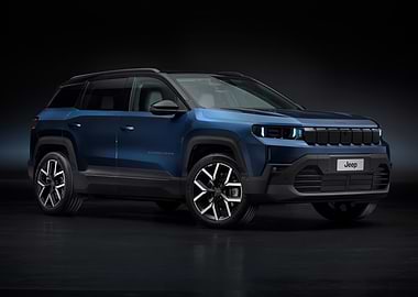 Blue Jeep SUV Studio Shot