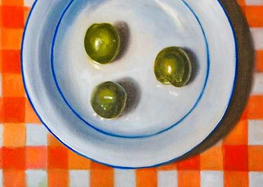 Olives on Plate Still Life Painting