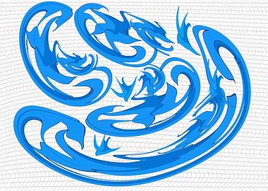 Abstract Blue Water Swirls on White