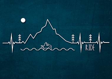 ATV Ride Heartbeat Line Art