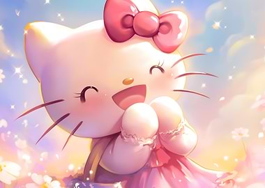 Hello Kitty Smiling in a Field