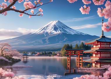 Mount Fuji and Cherry Blossoms
