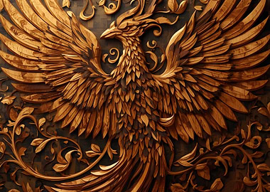 Wooden Phoenix Carving
