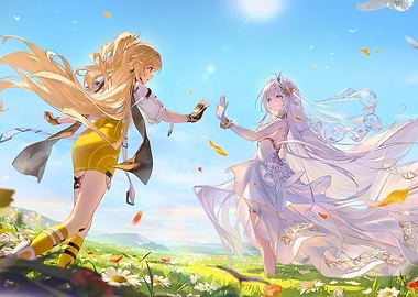 Girls in a Sunny Meadow