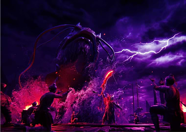 Epic Battle Against a Giant Monster