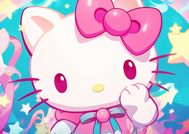 Hello Kitty Pink Bow Illustration