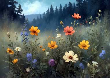 Floral Meadow Painting