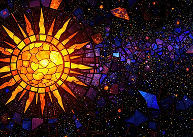 Stained Glass Sun and Galaxy