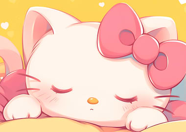 Sleeping Hello Kitty Illustration