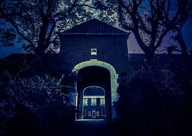 Dark Castle Gate at Night