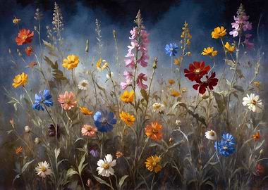 Colorful Wildflower Meadow Painting