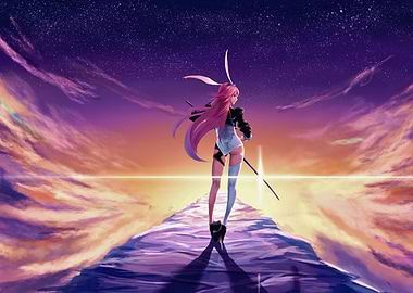 Girl with Sword on Horizon