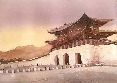 Gyeongbokgung Palace Watercolor Painting
