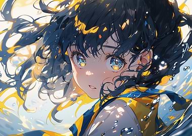 Anime Girl with Blue Hair