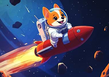 Corgi Astronaut Rocket in Space