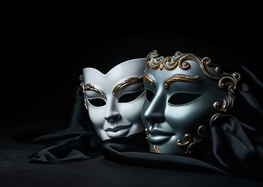 Venetian Masks on Black