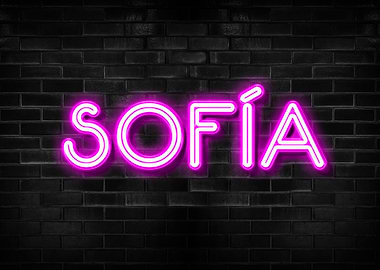 Sofia Neon Sign on Brick Wall