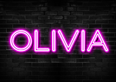 Olivia Neon Sign on Brick Wall