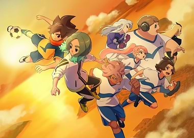 Inazuma Eleven team running towards the light