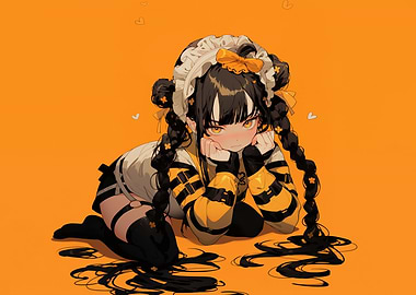 Anime Girl in Orange Setting