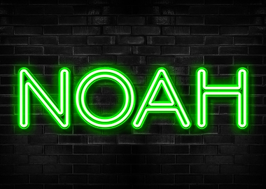 Noah Neon Sign on Brick Wall