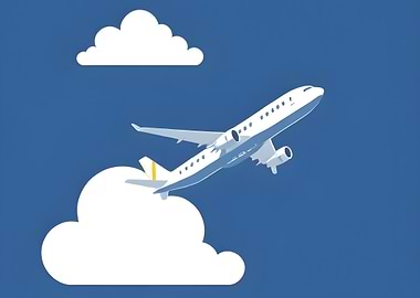 Airplane Taking Off in Blue Sky