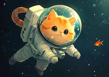 Astronaut Cat Space