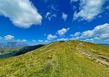 Mountain Ridge Under Blue Sky