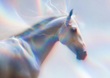 Ethereal Horse Portrait with Rainbow Light