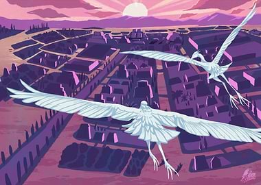 Heron Sunrise over Tenochtitlan