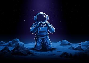 Astronaut Making Heart Shape in Space