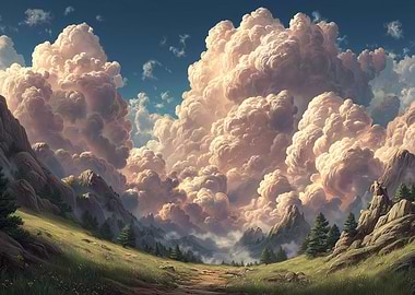 Mountain landscape with dramatic cloudscape