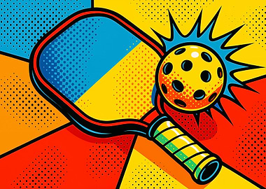 Pop Art Pickleball Paddle and Ball