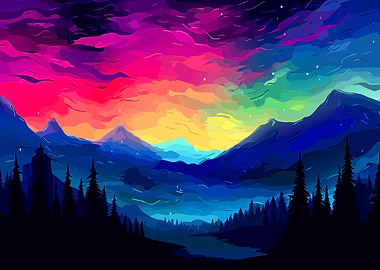 Colorful Mountain Landscape