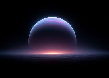 Exoplanet rising over clouds