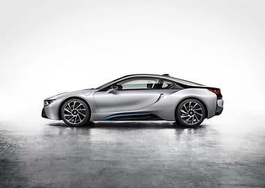 Silver BMW i8 Side View