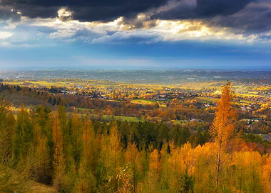 Autumn Landscape with Cloudy Sky, Poland