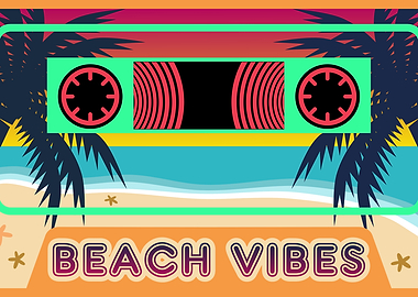 Beach Vibes Cassette Tape Art