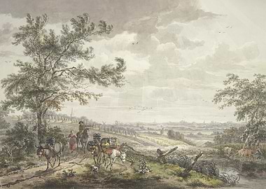 Landscape with pack donkeys, near Hilversum