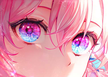honkai Girl's Eyes with Galaxy Reflection