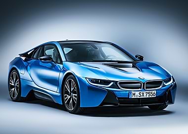 Blue BMW i8 Car